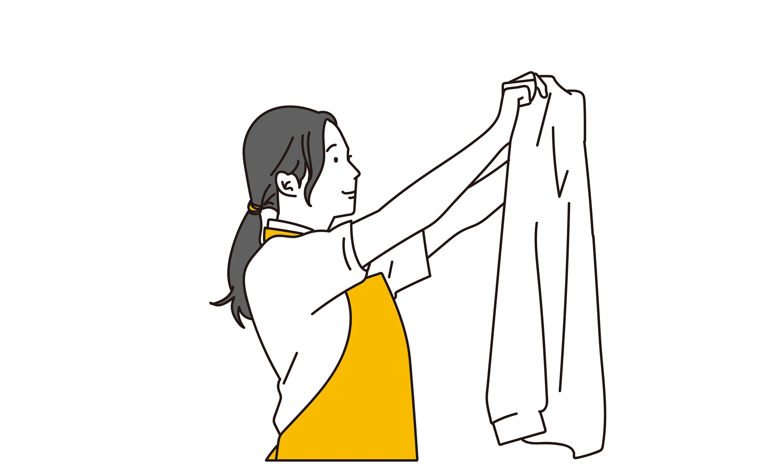 気持ちよく洗濯を干す主婦